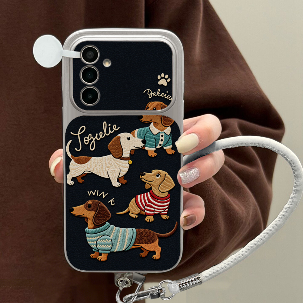 Phone Cases With Straps - Cartoon Dachshund Phone Case For Samsung