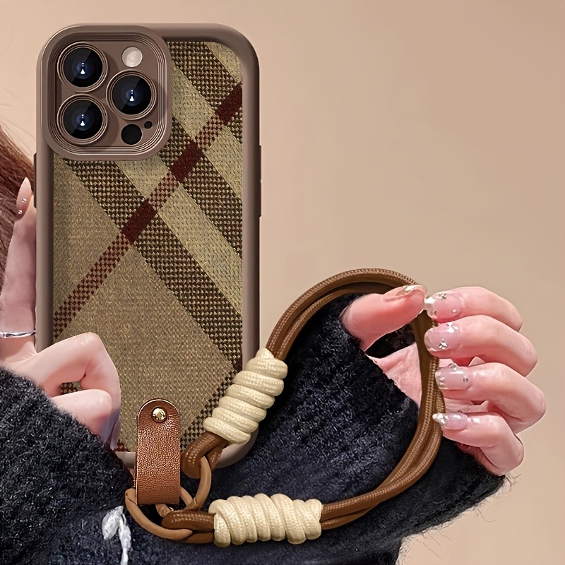 Phone Cases With Straps - Brown Stripes Lanyard Strap Rope Phone