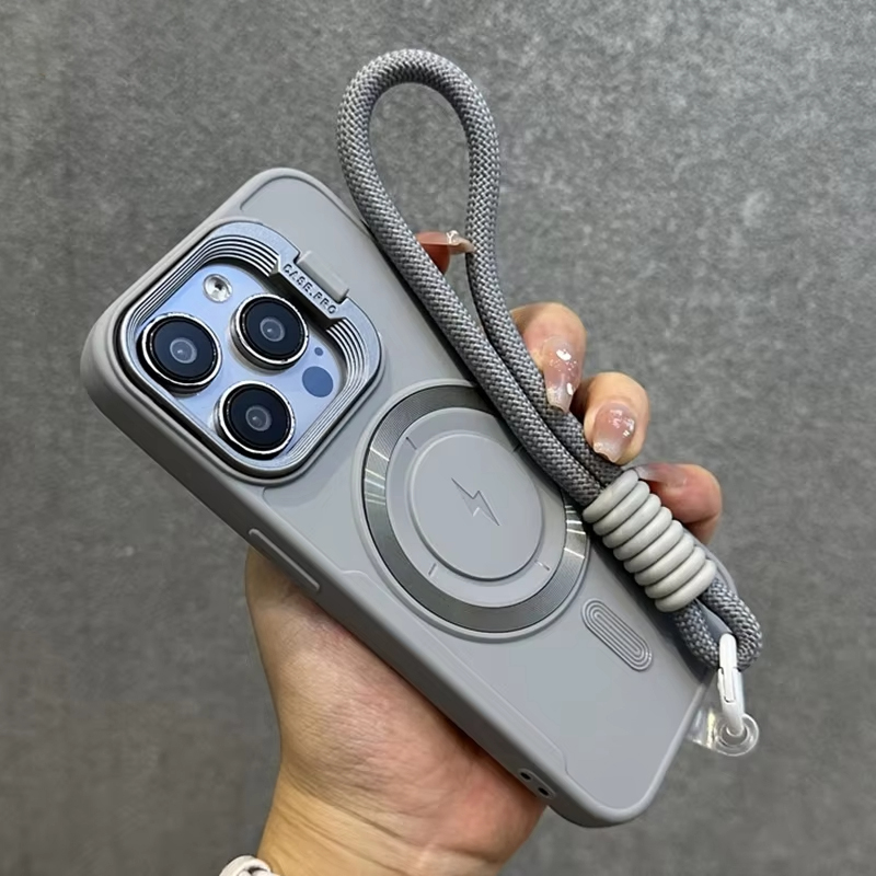 Phone Cases With Straps - Fold Lens Stand Magnetic Case For