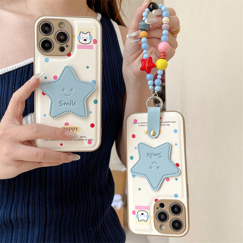 Phone Cases With Straps - Color Polka Dot Cute Star Phone