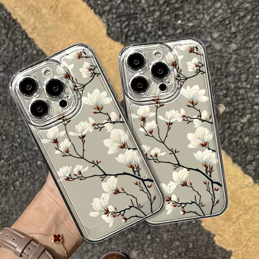 Phone Cases Trendy - Trendy Magnolia Flower Clear TPU Naked