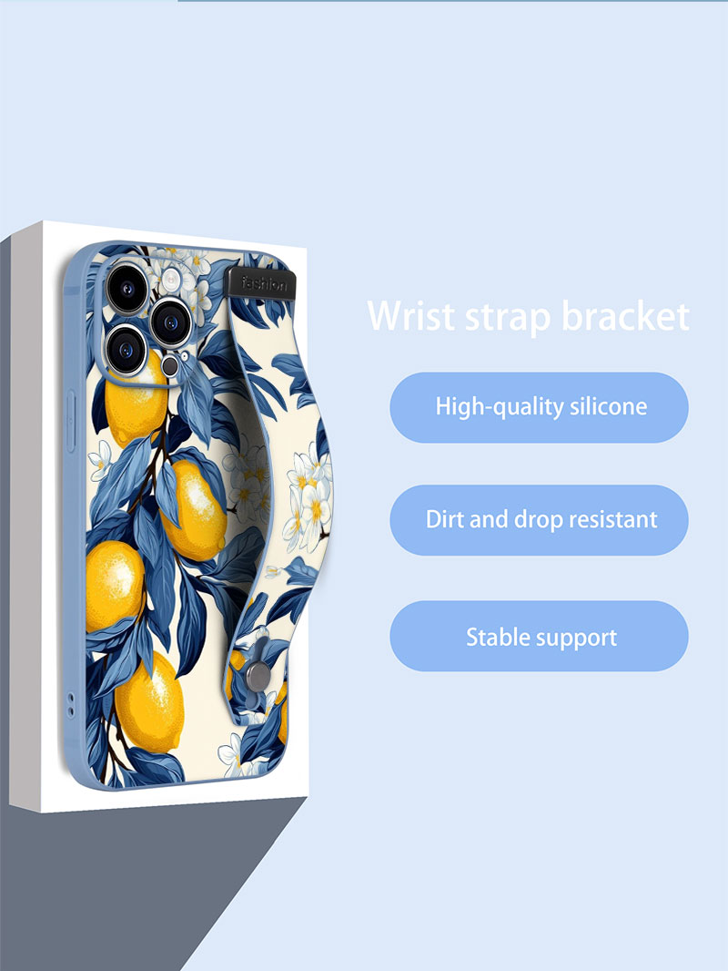 Phone Cases With Straps - Fruit Lemon Colorful Star Flower Art