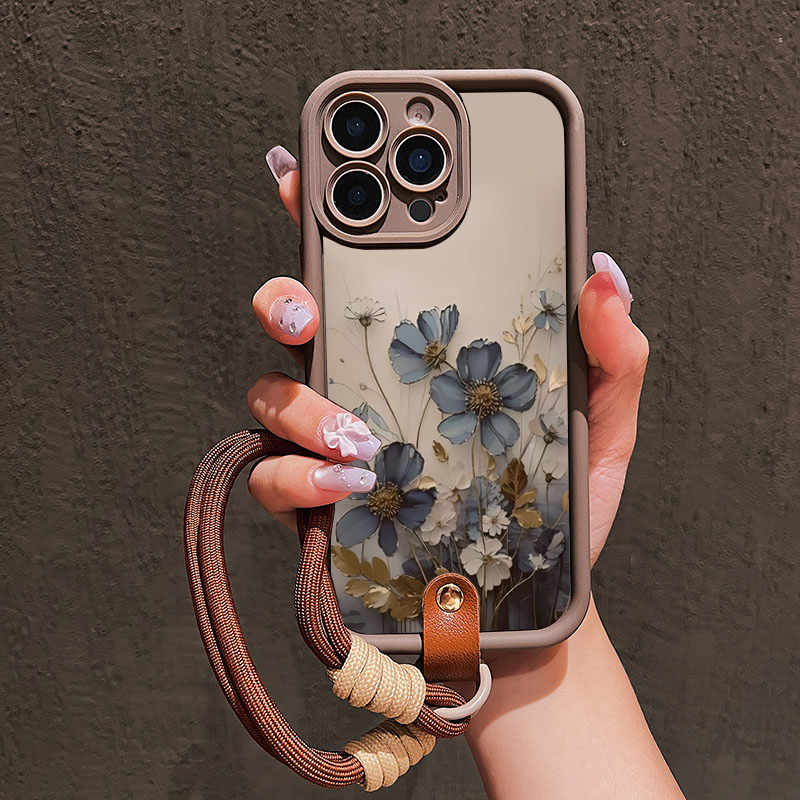 Blue Flower Lanyard Strap Rope - Phone Cases With Straps 评论和价格