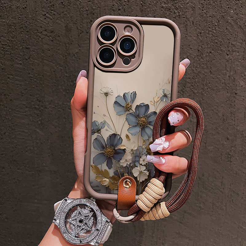 Blue Flower Lanyard Strap Rope - Phone Cases With Straps 评论和价格