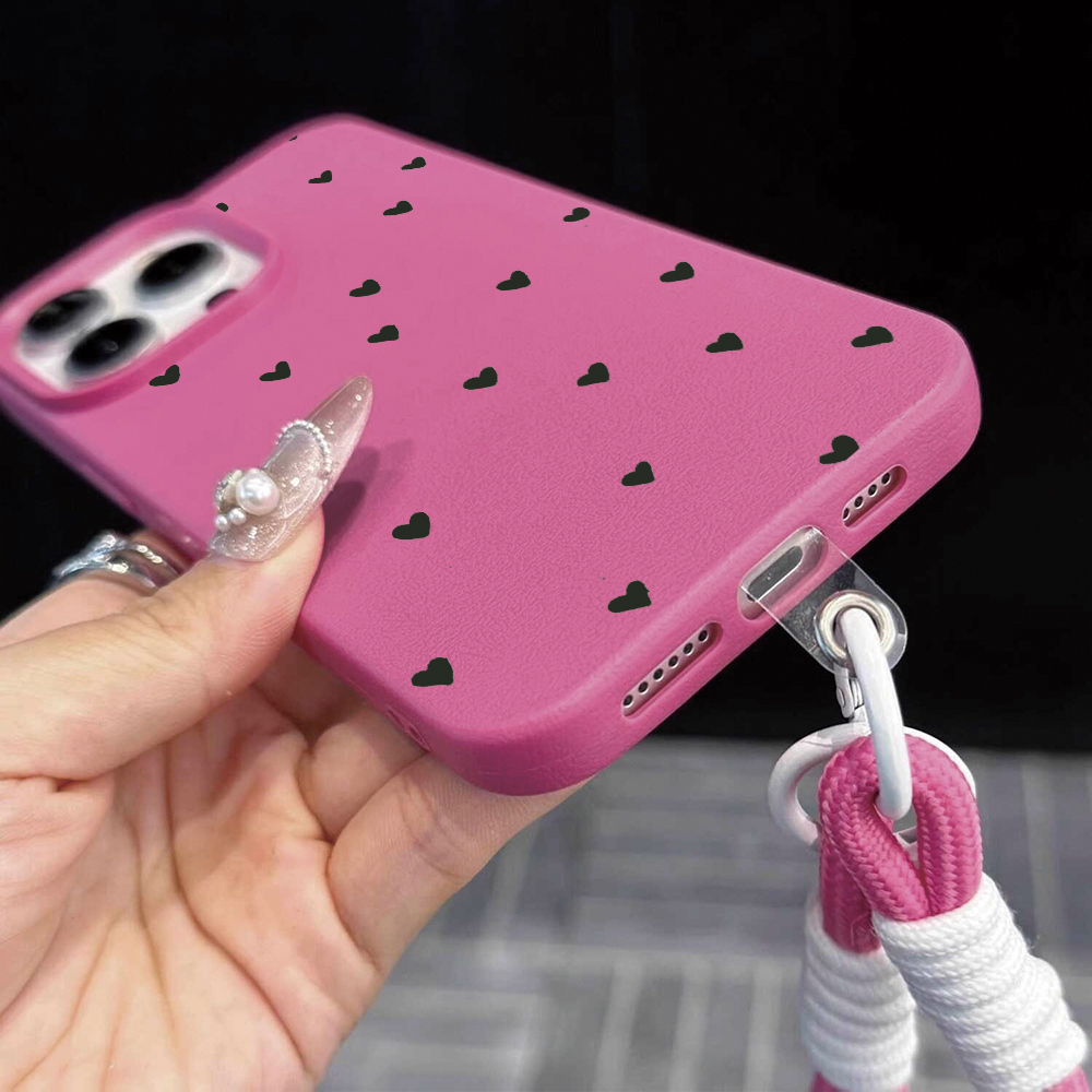 Black Heart Strap Rope Phone C - Phone Cases With Straps 评论和价格