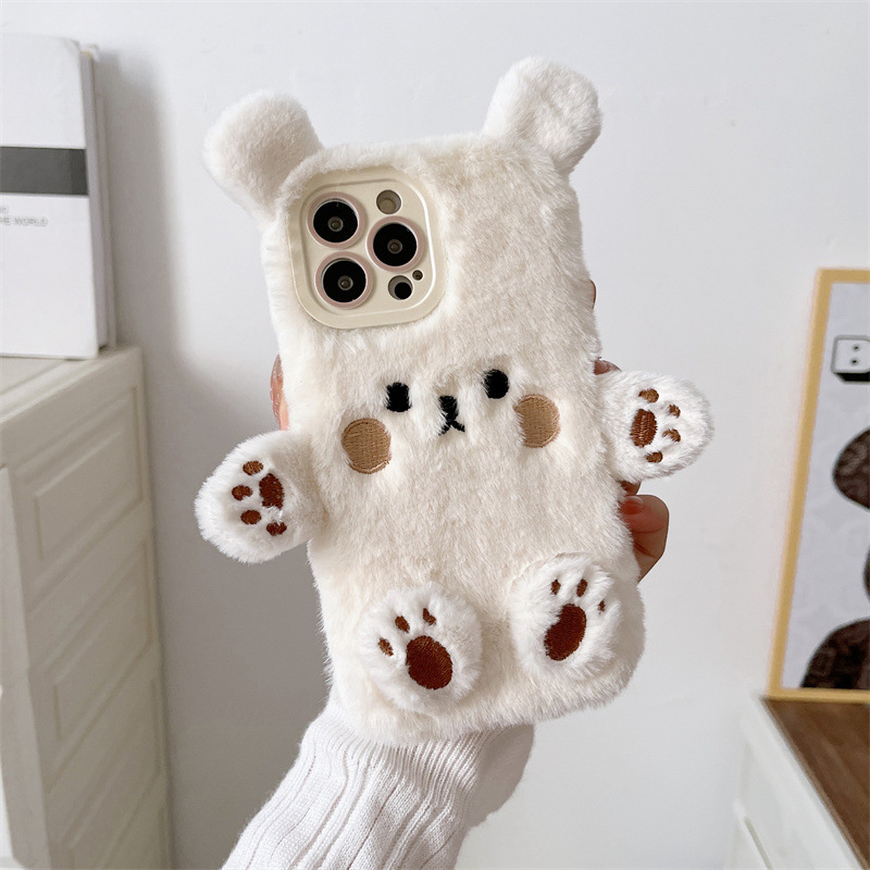 Korean 3D Cartoon Bear Fluffy  - Phone Cases Iphone 17 Pro 评论和价格