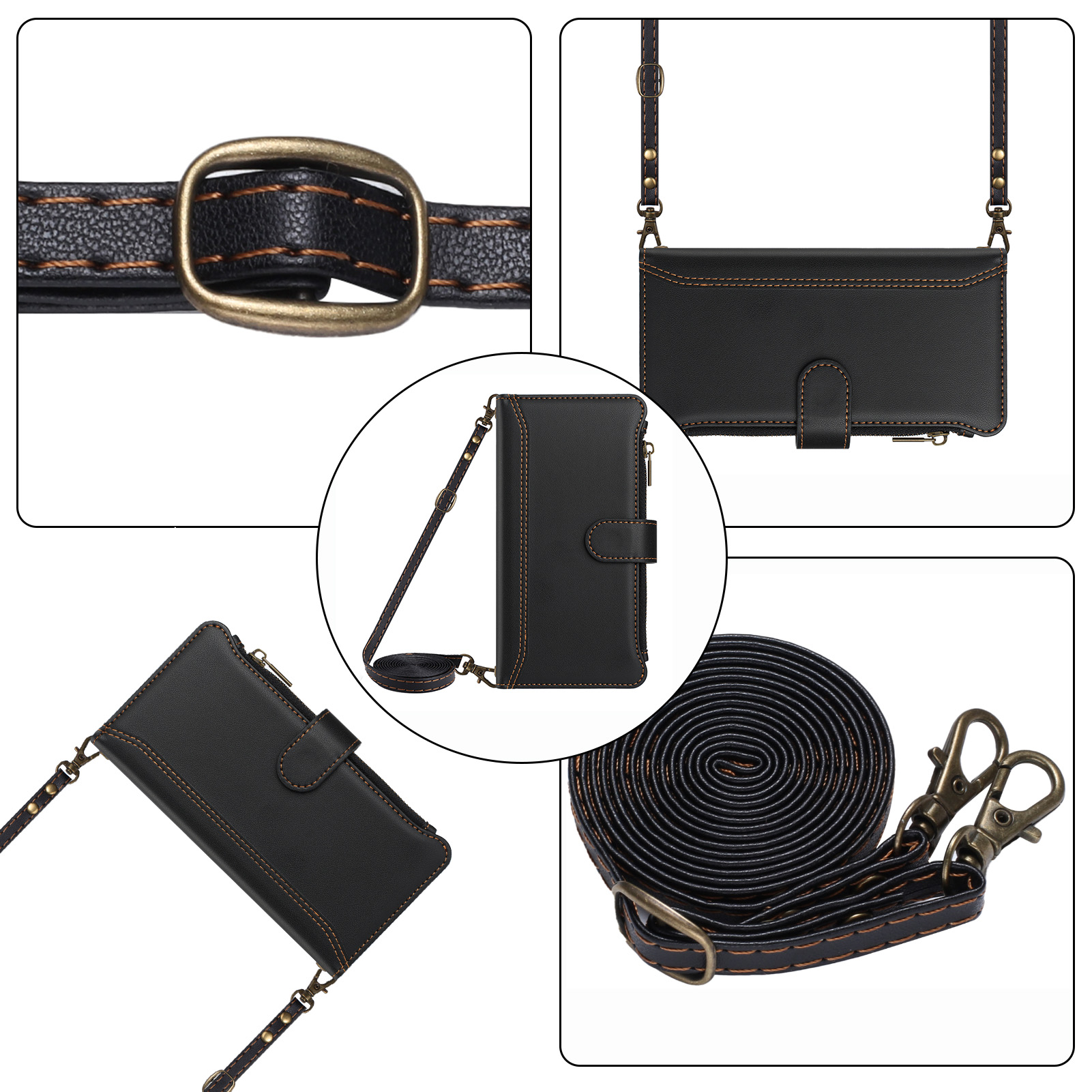 PU Leather Crossbody Flip Wall - Phone Cases With Wallet 评论和价格