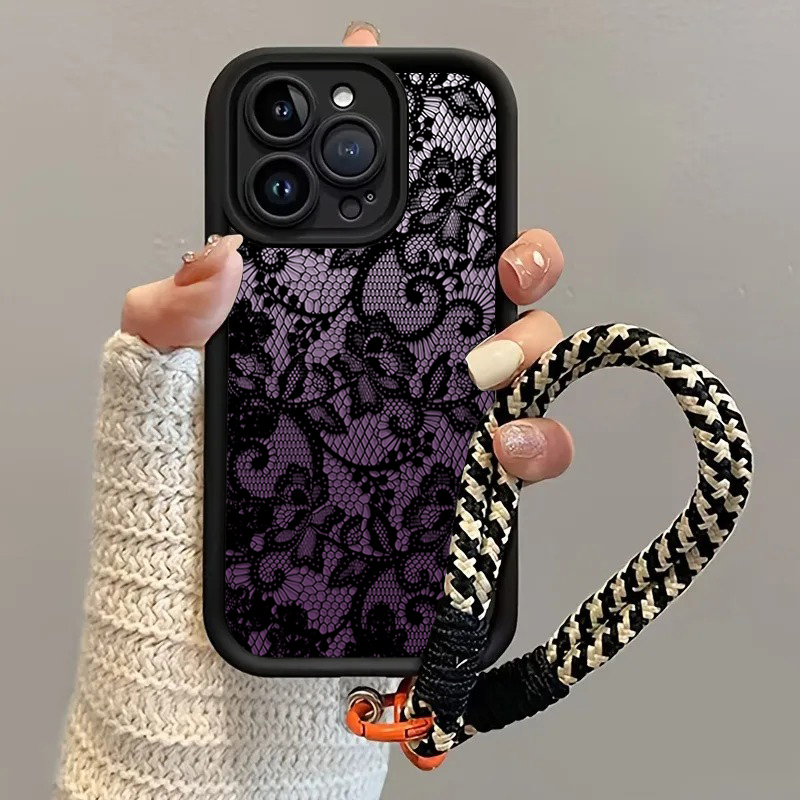 Black Purple Lace Hang Strap P - Phone Cases With Straps 评论和价格