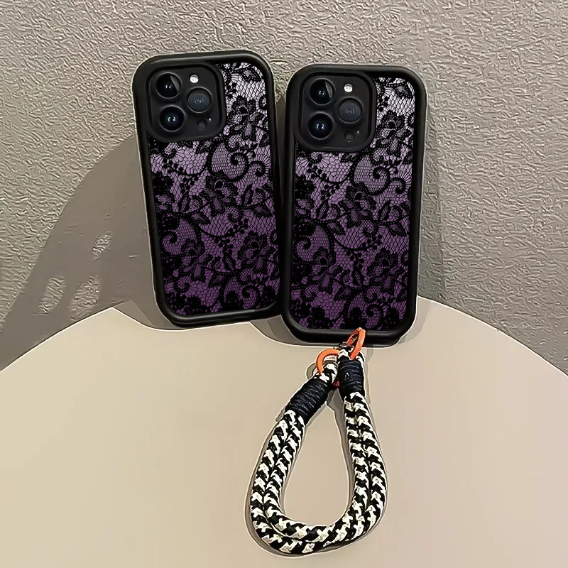 Black Purple Lace Hang Strap P - Phone Cases With Straps 评论和价格