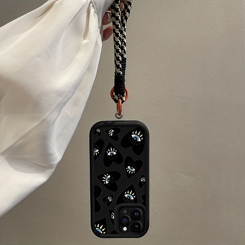 Black Love Heart Eye Hang Stra - Phone Cases With Straps 评论和价格
