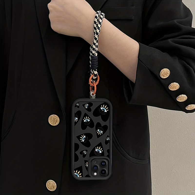 Black Love Heart Eye Hang Stra - Phone Cases With Straps 评论和价格