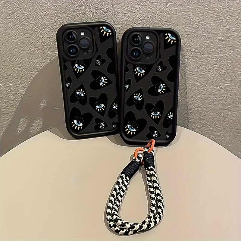 Black Love Heart Eye Hang Stra - Phone Cases With Straps 评论和价格