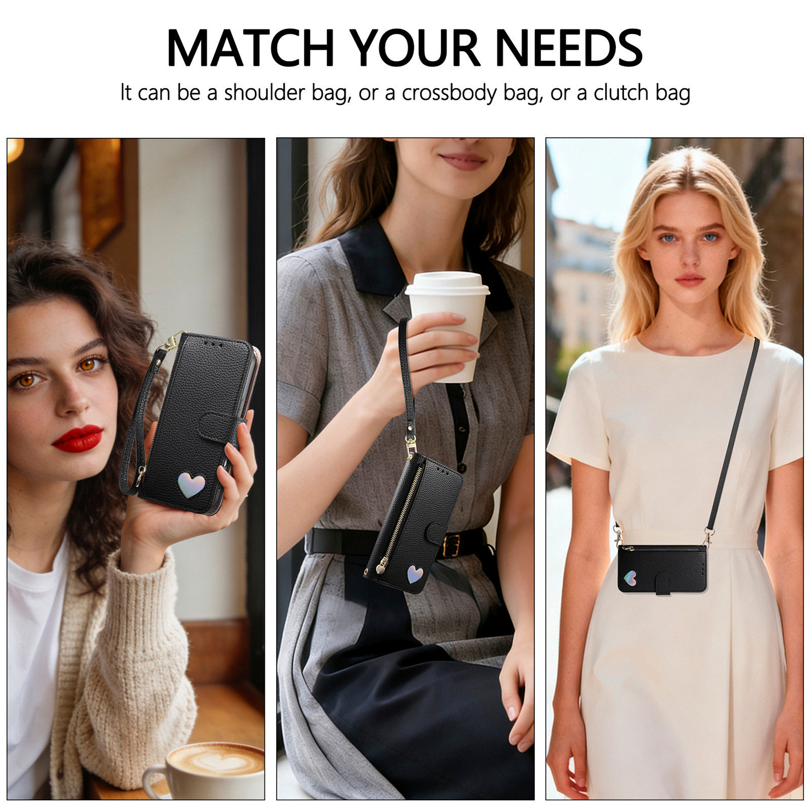 PU Leather Zipper Crossbody Wr - Phone Cases With Wallet 评论和价格