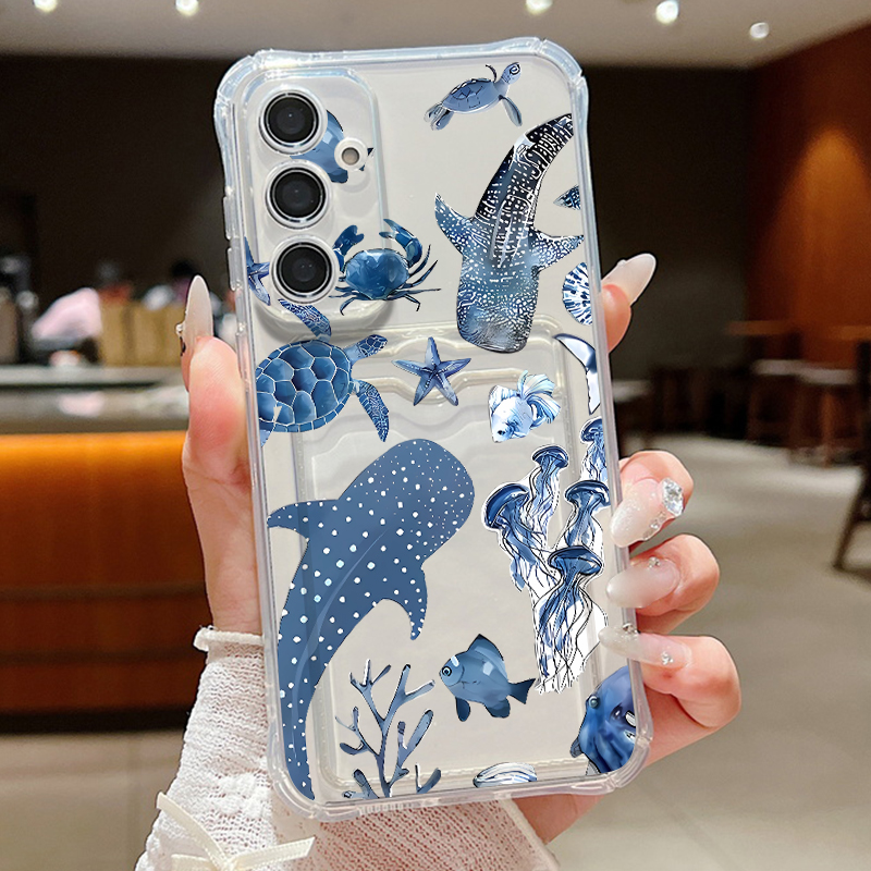 Ocean Whale Pattern Phone Case - Phone Cases With Wallet 评论和价格
