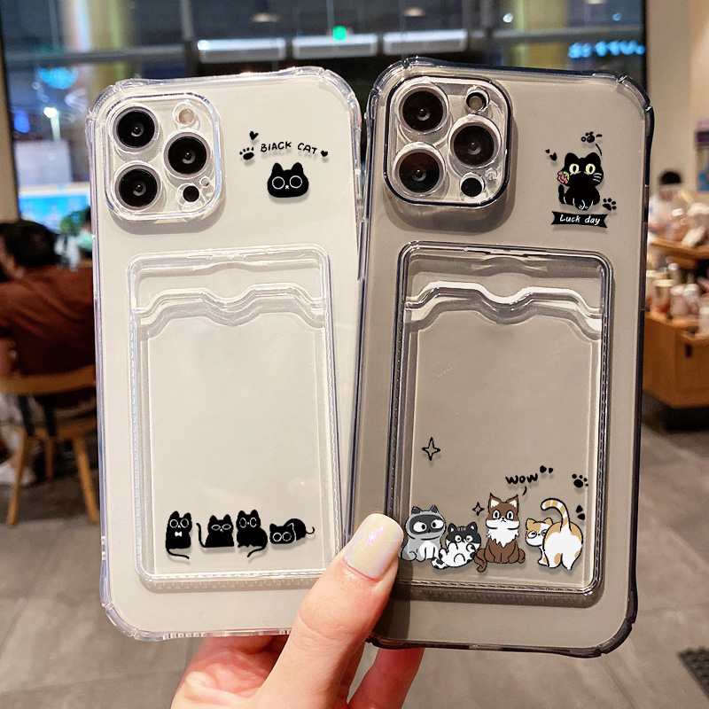Cute Black Cat Phone Case For  - Phone Cases With Wallet 评论和价格
