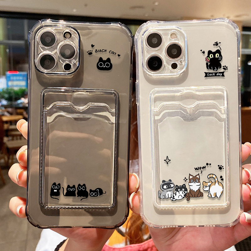 Cute Black Cat Phone Case For  - Phone Cases With Wallet 评论和价格